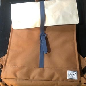 Hershel backpack-Brown white navy and red interior